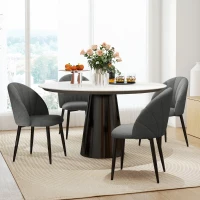 HOMCOM Conjunto de 4 cadeiras de jantar, cadeiras de cozinha com aparência aveludada, pernas de aço, sem braços, cinza(m-6)