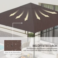 Outsunny Ersatzdach für Gartenpavillon, Polyester, 2,98 x 2,98 m, Kaffee(m-4)