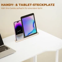 HOMCOM Schreibtisch, klappbarer Computertisch, platzsparender Bürotisch mit Rollen, Geräteschlitz, 80 x 52 x 75 cm, Weiß(m-6)