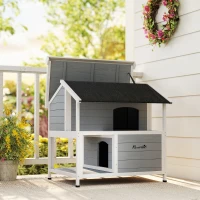 PawHut Casinha para Gatos Externa Refúgio para Gatos ao Ar Livre à Prova D'água Teto Retrátil Madeira de Abeto 80x93x95 cm Cinza(m-4)