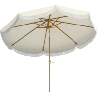 Outsunny Parasol de jardin 2,7 ​​m, parasol inclinable d'extérieur UPF 30+ avec manivelle, 8 baleines, bleu clair et blanc(m-11)