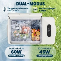 Outsunny 16,8 Liter Camping-Kühlschrank, Autokühlschrank, Kühlbox mit LED Anzeige, AC- und DC-Adapter, leiser Betrieb, Cremeweiß(m-4)