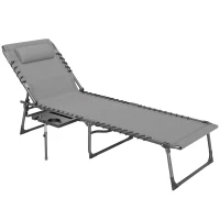 Outsunny Sonnenliege klappbar Gartenliege mit Kopfkissen, Liegestuhl mit 5-Fach verstellbare Rückenlehne bis 120 kg(m-1)