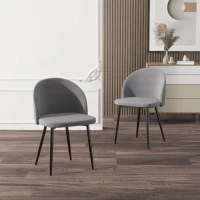 HOMCOM Lot de 2 chaises salle à manger chaise de cuisine scandinave chaise en velours rembourrée avec pieds effilés en métal, pour salon, salle à manger, gris(m-10)