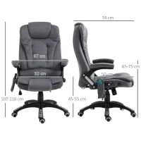 Vinsetto Cadeira de Escritório com Função de Massagem e Aquecimento Ergonómica Regulável em Altura Cinza Escuro(m-3)