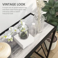 HOMCOM Console Table, Industrial Sofa Table with Metal Frame for Living Room, Hallway, 120 cm, Grey(m-5)