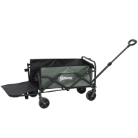 Outsunny Carrello da Giardino da 95L Pieghevole con Pannello Apribile, in Acciaio e Poliestere, 125x48x78-102 cm, Verde