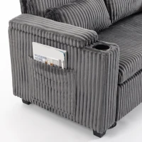 HOMCOM 2 Seater Sofa Bed, Pull Out Sleeper Sofa w/ Adjustable Backrest, Storage Armrests, Cup Holders, Side Pockets, Dark Grey(m-12)