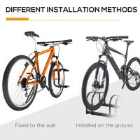 HOMCOM Bike Stand Parking Rack - Floor or Wall Mount Bicycle Cycle Storage Locking Stand, 179L x 33W x 27H, 6 Racks, Black(m-9)