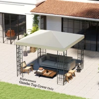 Outsunny Copertura per Gazebo da Giardino 3x3 m in Tessuto Oxford 600D con Fori di Drenaggio, Bianco Crema(m-9)