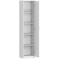 HOMCOM Armário de cozinha, armário de armazenamento de 5 níveis, prateleiras ajustáveis, para sala de estar, cozinha, despensa, madeira, branco(m-1)