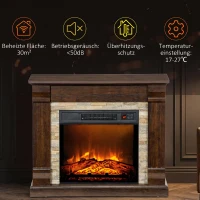 HOMCOM Elektrokamin 1800W elektrischer Kamin mit Heizung, Fernbedienung, Überhitzungsschutz, Dekokamin  Dunkelbraun(m-7)