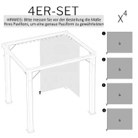 Outsunny Ersatzvorhang für Pavillon, 4er-Set, für 3x3m Pavillons, 302x205cm, Hellgrau(m-4)
