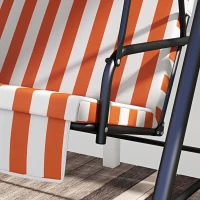 Outsunny Balancín de Jardín Exterior Columpio de 3 Plazas con Toldo Ajustable y Marco de Acero 172x110x153 cm Naranja(m-9)
