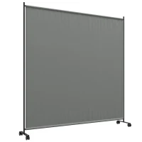 Outsunny Panneau brise-vue paravent extérieur sur roulettes pour le jardin, terrasse, balcon - dim. 183L x 30l x 181H cm - gris(m-1)