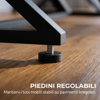 HOMCOM Set 2 Gambe per Tavolo in Acciaio a Forma di X, con 12 Viti e 4 Piedini Regolabili, Stile Industriale, Nero(m-5)