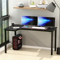HOMCOM L-Shaped Gaming Desk, Computer Corner Desk, Home Office Workstation with Cable Management, 145 x 81 x 76cm, Black, Left(m-2)