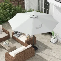Outsunny Telo per Ombrellone da Ø295 cm in Poliestere Bianco Resistente all'Acqua con Presa d'Aria Superiore(m-10)