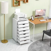 Vinsetto Caisson de bureau à roulette meuble rangement bureau avec 7 tiroirs organisateur pour documents, format A4 ou lettres(m-10)