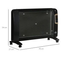HOMCOM Mica Electric Space Heater, Portable Heater for Home with 2 Heat Settings, Living Room, Study, Garage, Adjustable Temperature 18-30°C, 1000W/2000W, Black(m-3)