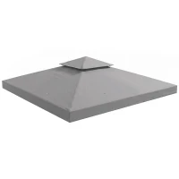 Outsunny Ersatzdach für Pavillon 3 x 3 m wasserdicht Pavillondach mit Doppeldach Ablauflöcher Hellgrau(m-10)