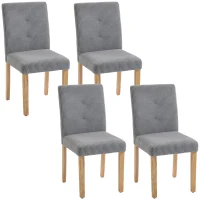 HOMCOM Pack de 4 Sillas de Comedor Respaldo Alto Tapizadas en Pana Asiento Acolchado Patas de Madera para Salón Gris(m-1)