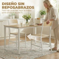 HOMCOM Juego de 2 Sillas de Comedor Sillas de Cocina con Respaldo Inclinado Estructura Metálica Natural(m-7)