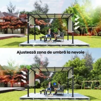 Outsunny Husă pentru Foișor Pergolă 3x3 m din Poliester cu Buzunare și Curele, 488x122 cm, Crem Alb(m-7)