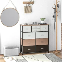 HOMCOM Bedroom Chest of Drawers, 10 Drawer Dresser with Foldable Fabric Drawers and Steel Frame, Multicolour(m-2)