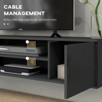 HOMCOM Floating TV Stand Cabinet for TVs up to 60", Wall Mounted TV Unit with Open Shelf, Storage Cupboards and Cable Management for Living Room, Grey(m-7)
