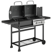 Outsunny Dual Fuel BBQ Grill - Black