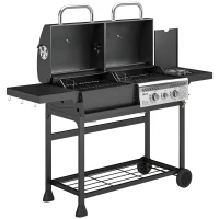 Outsunny Dual Fuel BBQ Grill - Black(m-1)