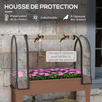 Outsunny Jardinière surélevée avec bâche transparente, 2 roulettes et 1 étagère inférieure, dim. 80L x 40l x 120H cm(m-4)