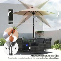 Outsunny Ombrellone da Giardino Inclinabile 2.3x2m con Apertura a Manovella e 6 Stecche, Cachi(m-5)