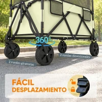 Outsunny Carro Plegable 180 L con Longitud y Ángulo del Mango Ajustables y Paredes Laterales Extensibles Carga 120 kg Caqui(m-6)