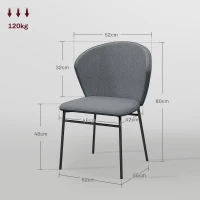 HOMCOM Conjunto de 2 cadeiras de sala de jantar assento acolchoado em tecido aspecto linho pés em aço estáveis design moderno cinza(m-3)