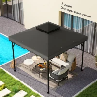 Outsunny Husă pentru Pavilion 3x3 m cu 2 Niveluri și 8 Orificii de Drenaj, din Poliester Gri Deschis și Gri Închis(m-7)