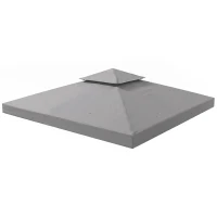 Outsunny Ersatzdach für Pavillon 3 x 3 m wasserdicht Pavillondach mit Doppeldach Ablauflöcher Hellgrau(m-1)