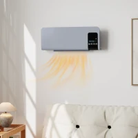 HOMCOM Termoventilatore da Parete Oscillante con Telecomando, Timer 12h e 2 Modalità, 54.5x12x21.5 cm, Grigio(m-10)