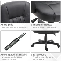 Vinsetto Sedia da Ufficio Ergonomica e Girevole, Poltrona da Ufficio con Altezza Regolabile in Finta pelle 60x60x94-103cm Nero(m-7)