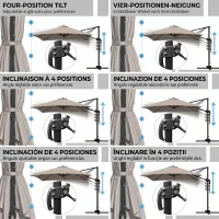 Outsunny Umbrelă de soare 3x3 m suspendată cu 8 spițe, pedală și manivelă, din aluminiu și poliester, culoare kaki(m-4)