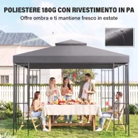 Outsunny Tetto di Ricambio per Gazebo 3x3m a 2 Livelli e Resistente ai Raggi UV, Grigio Scuro(m-6)