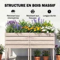 Outsunny Letto per Orto Rialzato con 4 Vasi Portapiante da 50x30x60cm, in Legno Colore Naturale(m-7)