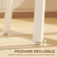 HOMCOM Masă Înaltă Rotundă cu Raft, Masă Modernă pentru Bucătărie sau Dining, PAL, Metal, Lemn Natural și Alb(m-6)