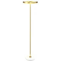 HOMCOM Lâmpada de pé, Interruptor de pé, Estrutura metálica, Abajur acrílico, 4000K, regulável, Dourada(m-6)