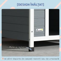 PawHut Cușcă pentru câini din lemn pentru exterior, căsuță pentru câini mari cu podea detașabilă, 84x99x87cm, gri(m-7)
