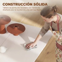 HOMCOM Mesa de Cocina Plegable con Ruedas Alas Abatibles Cajón y Estantes para 2-4 Personas 120x72x75 cm Blanco(m-7)
