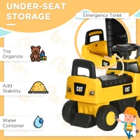 HOMCOM CAT Licensed Kids Construction Ride-On Toddler Digger Excavator Foot-To-Floor Ride-On Toy w/ Manual Shovel, Horn, Hidden Storage, for Ages 1.5-3 Years(m-6)