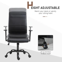 Vinsetto High Back Office Chair, Faux Leather Computer Desk Chair with Adjustable Height, Armrests, Swivel Wheels, Black(m-18)