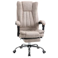 Vinsetto Cadeira de Escritório Giratória com Função de Reclinamento Apoio para Pés Poltrona Ajuste de Altura Cadeira de Mesa Microfibra Plástico Metal Nylon Bege+Preto+Prata 63 x 71 x 110-118 cm(m-6)